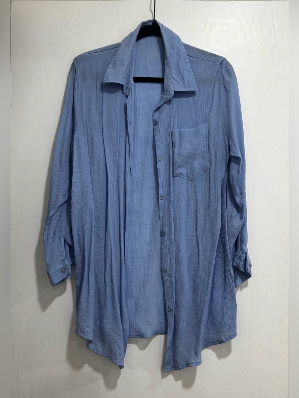 Light Blue Sheer Linen Blouse
